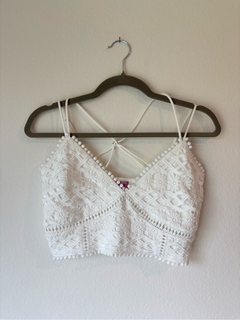 White Lace Crochet Bralette Top -  Women's